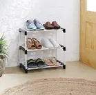 VEERJI 3 Layer Plastic Foldable Book Shelf/Shoe Rack, Multi-Level Storage Organizer for Home & Office