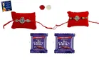 Metal 2 Pcs Rakhi with Greeting card, Roli & 2 Pcs Chocolate 