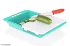 3 in 1 Chopping Board with Tray & Strainer (Sky Blue & White)