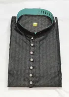 Silk Printed Full Sleeves Kurta for Men (Black, M)