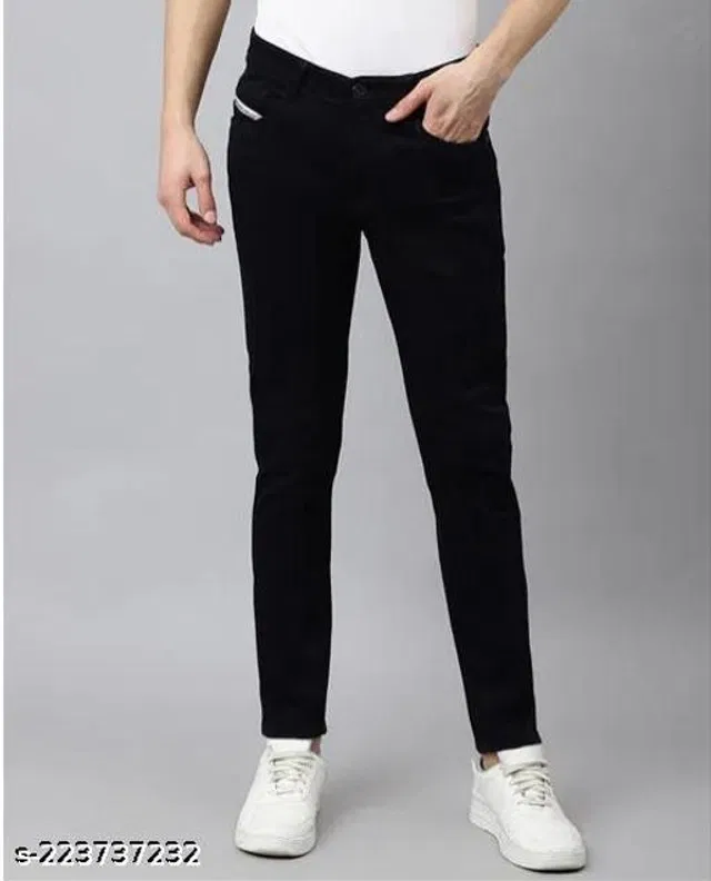 Denim Slim Fit Jeans for Men (Black, 28)