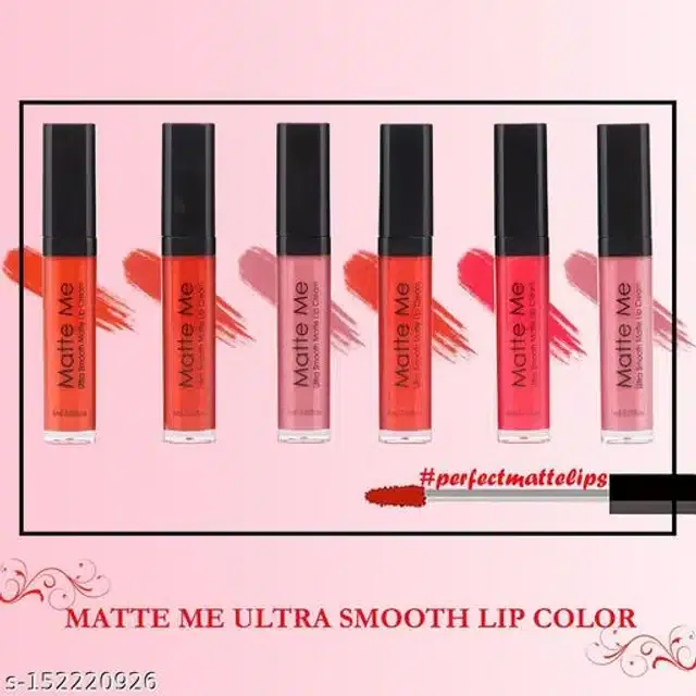 Matte Me Liquid Lipsticks (Multicolor, Pack of 6)