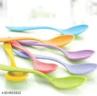 Plastic Table Spoon (Multicolor, Pack of 6)