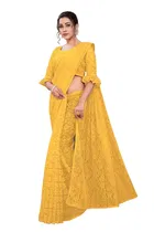 Net Solid Saree for Women 