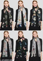Poly Chiffon Scarves for Women, Black, Pack of 6