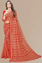 Kanooda Prints Fancy Women Georgette Printed Bandhani Saree 