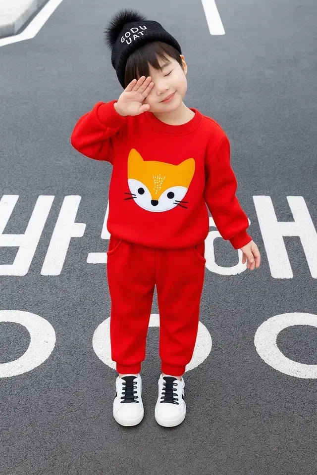 Cotton Blend Printed Clothings Set for Girls,  (Red, 12-18 Months)