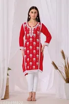 Embroidered Rayon Beads Work Kurti for Women 