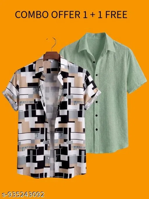 Casual Shirts for Men, Pack of 2 (Multicolor, XXL)