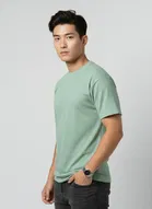 Polyester Round Neck T-shirt for Men, Aqua Blue 