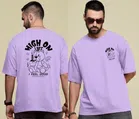 Round Neck Printed Oversized T-Shirt for Men (Lavender, M)