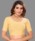 Half Sleeves Stitched Blouse for Women (Beige, 30)