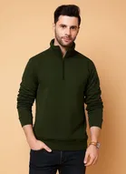 Fleece Printed Sweatshirt for Men, Dark Green 