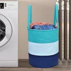 Canvas Laundry Basket,Blue & Green,  