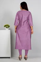 Cotton Silk Embroidered Kurti for Women & Girls, Purple 
