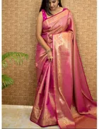 Silk Woven Design Saree for Women, Pink 