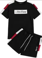 Printed Tracksuit for men (Black ,M)
