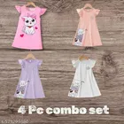 Hosiery Cotton Printed Frock for Girls, Multicolor 