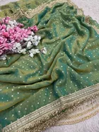 Bollywood Satin Butti Embroidered Saree for Women 