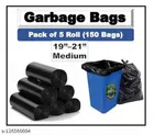 Biodegradable 30 Pcs Garbage Bags (Black, 19x21 inches) (Pack of 5)