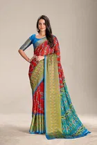 Moss Chiffon Printed Saree for Women 