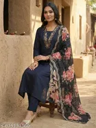 Embroidered Acrylic Kurta Set for Women 