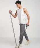 AJRO DEAL DOUBLE TONNING TUBE Black+ DOOR ANKLE Exerciser Fitness Pulling Rope Resistance Tube 