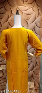 Rayon Slub Embroidered Kurti for Women 
