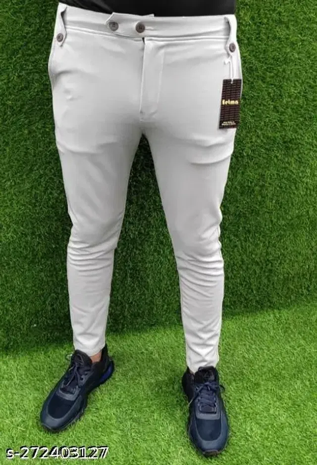 Lycra Solid Trackpant for Men (White, 34)