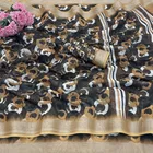 Linen Printed Saree for Women, Multicolor 