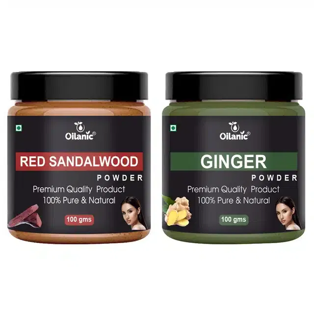 Natural Red Sandalwood & Ginger Powder for Skin & Hair (Pack of 2, 100 g)