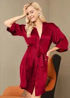 Satin Solid Babydoll for Women 