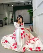 Georgette Printed Gown with Dupatta for Women 