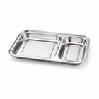 SimpleHome Steel 2 Partition Serving Plate Combo Set of 2