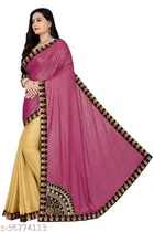Lycra Blend Solid Saree For Women, Multicolor