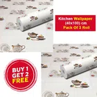 Vinyl Wallpaper for Kitchen Wall (Multicolor, 100x40 cm) (Pack of 3)
