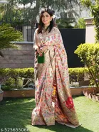 Kanjivaram Soft Cotton Silk Handloom Pashmina Saree for Women 