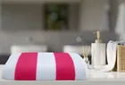 Cotton Bath Towel (Pink & White, 24x51 inches)