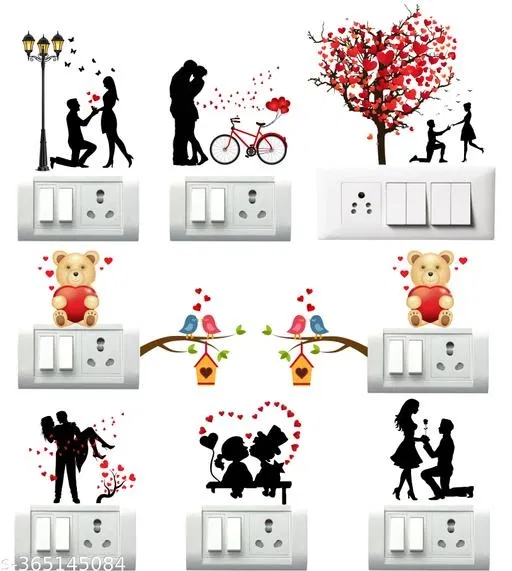 PVC Switch Board Stickers (Multicolor, 32.5x48 cm) (Pack of 10)