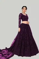 Net Embroidred Semi Stiched Lehenga Choli for Women 