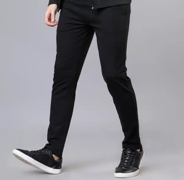 Solid Casual Track Pant for Men (Black, L)