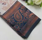 Dola Silk Zari Woven Saree for Women, Beige & Blue 