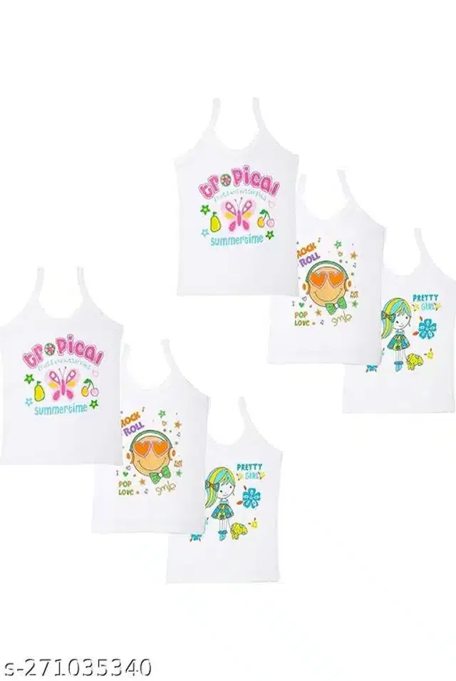 Cotton Vest for Kids (White, 4-5 Years) (Pack of 6)