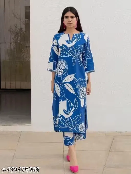 Kurta Set for Women (Blue, XXL)