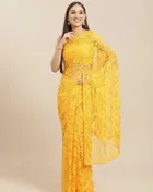 Net Solid Saree for Women 