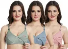 Cotton Blend Solid Non Padded Feeding Bras for Women 