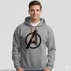 Fleece Printed Hoodie for Men, Grey 