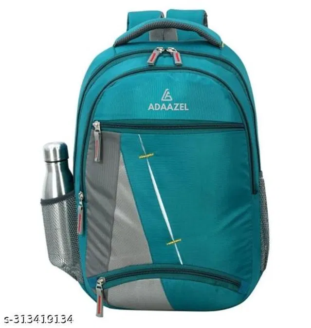 Polyester Backpack for Kids (Teal & Grey)