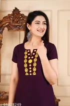 Solid Crepe Kurtis for Women, Wine 