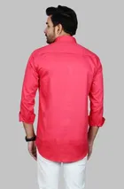 Cotton Blend Solid Shirt for Men, Pink 
